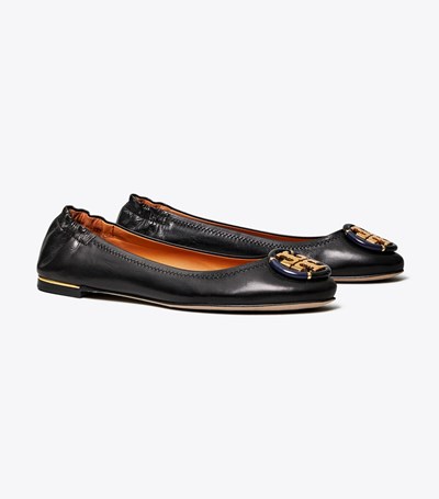 Tory Burch Multi-logo Ballerina Dam Svarta | YQEID-3147