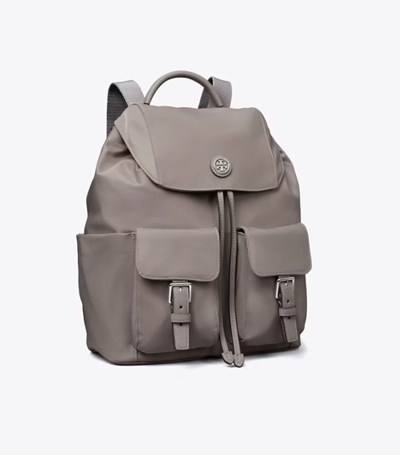 Tory Burch Nylon Flap Ryggsäck Dam Grå | QNATO-9765
