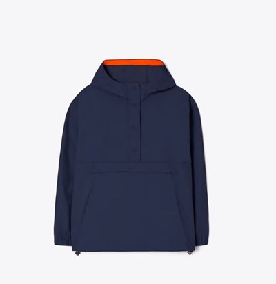 Tory Burch Nylon Half-zip Vindjacka Dam Marinblå | WEPMF-3412