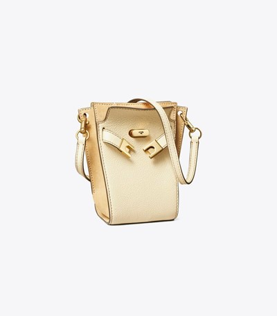 Tory Burch Petite Lee Radziwill Pebbled Double Bucket Bag Dam Ljusgula | MBZQO-6810