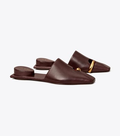 Tory Burch Pierced Mule Loafers Dam Choklad | HGPDV-6459