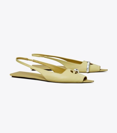Tory Burch Pierced Platta Slingback Sandaler Dam Grädde Beige | GUQJN-6472
