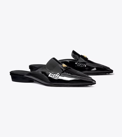 Tory Burch Pointed Backless Loafers Dam Svarta | XRQDG-4395