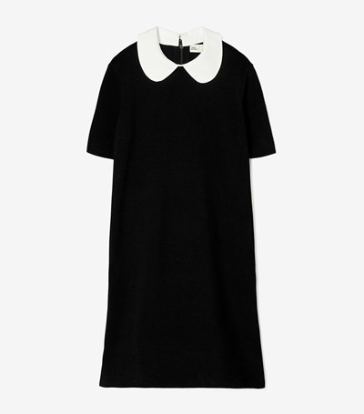 Tory Burch Poplin Collar Tröja Klänning Dam Svarta | TURFM-5078