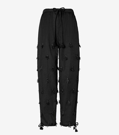 Tory Burch Poplin Drawstring Byxor Dam Svarta | RGLEM-9683