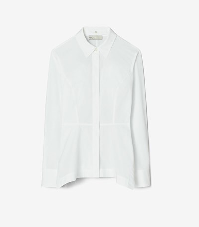 Tory Burch Poplin Skjorta Dam Vita | FKVAM-0276