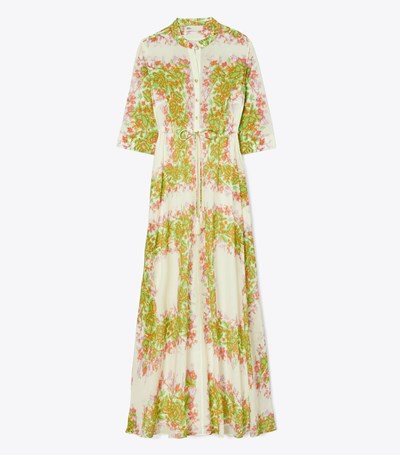 Tory Burch Printed Klänning Dam Vita | PLAVW-9706
