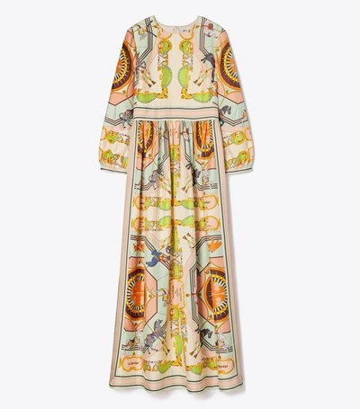 Tory Burch Printed Silk Klänning Dam Olika Färger | ZXTWF-9012
