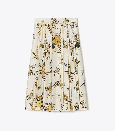Tory Burch Printed Silk Plisserad Kjolar Dam Blommiga | DGZLN-2019