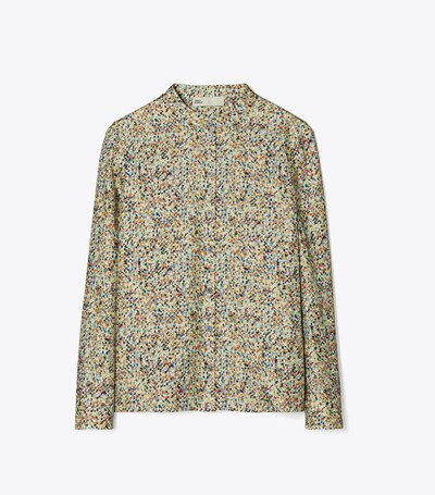 Tory Burch Printed Silk Twill Skjorta Dam Olika Färger | WOKYJ-8327