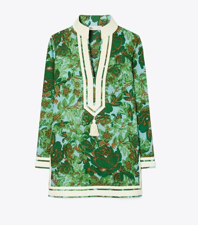 Tory Burch Printed Tory Tunic Kjolar Dam Gröna | UQRSD-9027