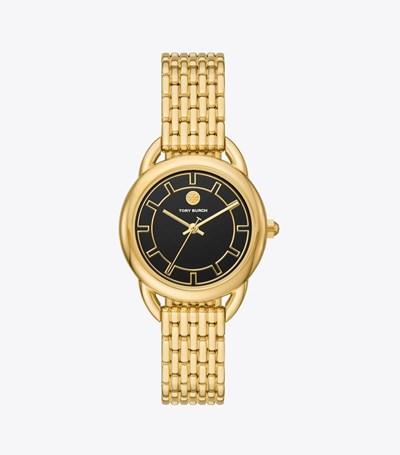 Tory Burch Ravello 32 X 40 Mm Klocka Dam Svarta Guld | NVFZT-4703
