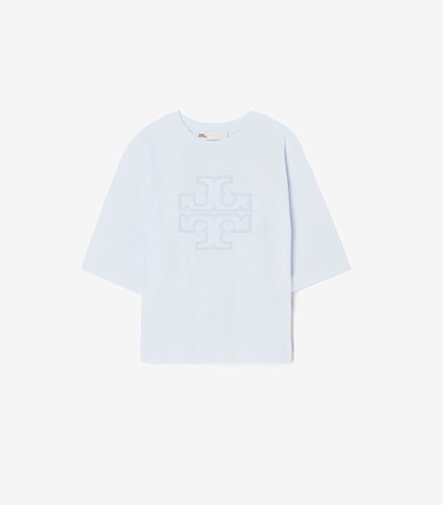 Tory Burch Relaxed Logo T-shirt Dam Blå | DUFRW-7804