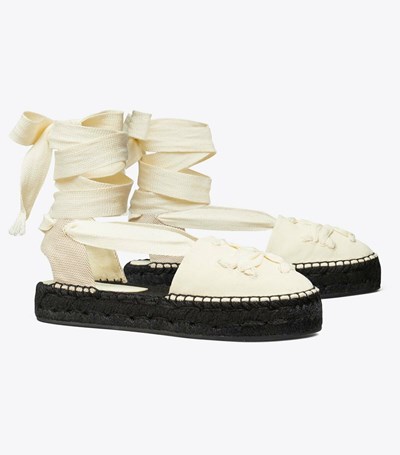 Tory Burch Ribbon Espadrille Dam Beige | NUGLR-6954