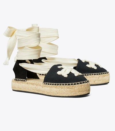 Tory Burch Ribbon Espadrille Dam Svarta Beige | VSUKW-6483