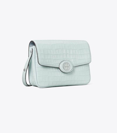 Tory Burch Robinson Embossed Convertible Axelväska Dam Ljusblå | INRBV-5719