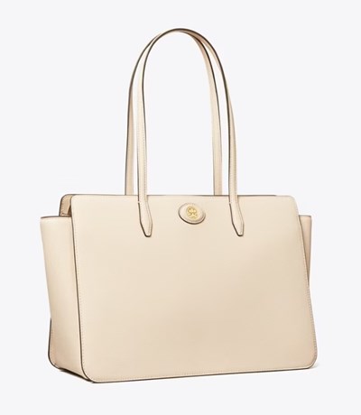 Tory Burch Robinson Pebbled Handväska Dam Grädde | QATVG-1604