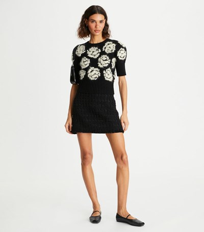 Tory Burch Rose-embroidered Tröjor Dam Svarta | VRNZA-1962