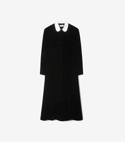 Tory Burch Round Collar Velvet Klänning Dam Svarta | EIQNH-2971