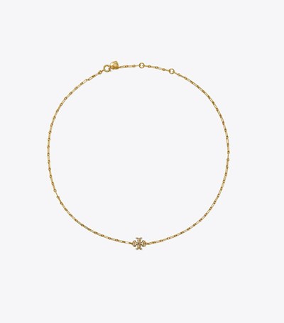 Tory Burch Roxanne Chain Pavé Pendant Halsband Dam Guld | LDANS-1075