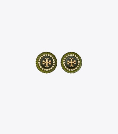 Tory Burch Roxanne Crystal Resin Stud Örhängen Dam Gröna | WGNOM-5387
