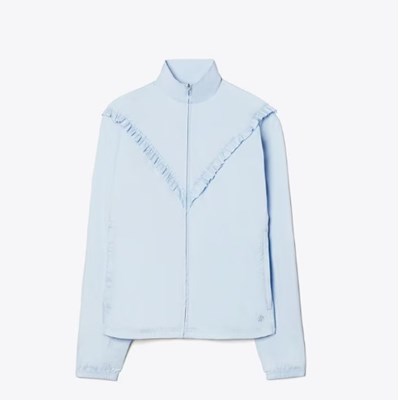 Tory Burch Ruffle Vindjacka Dam Azurblå | FTJND-7514