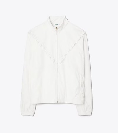 Tory Burch Ruffle Vindjacka Dam Olivgröna | KGRXE-8319
