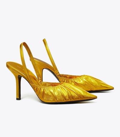 Tory Burch Runway Slingback Pumps Dam Guld | ZFLHG-1785