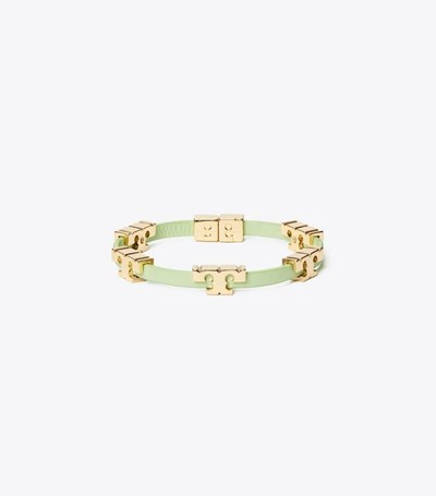 Tory Burch Serif-t Single-wrap Armband Dam Guld Mintgröna | TDWVN-3647