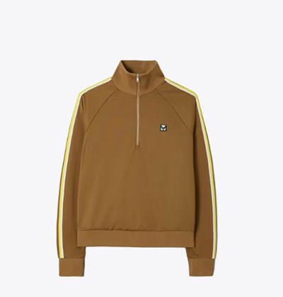 Tory Burch Side Stripe Half-zip Track Jacka Dam Bruna | TXSVK-1980