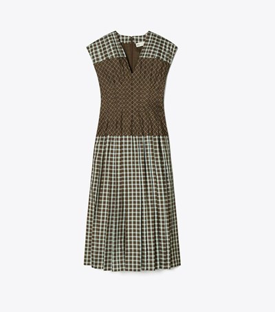 Tory Burch Silk Claire Mccardell Klänning Dam Bruna Blå | KBYTR-7682