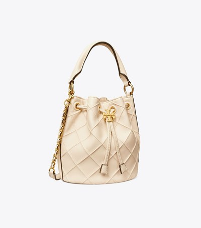 Tory Burch Small Fleming Soft Bucket Bag Dam Grädde | EFPXJ-1964