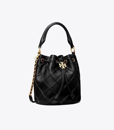 Tory Burch Small Fleming Soft Bucket Bag Dam Svarta | NBQAH-1639