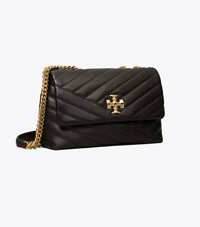 Tory Burch Small Kira Chevron Convertible Axelväska Dam Svarta | MAOQG-0591