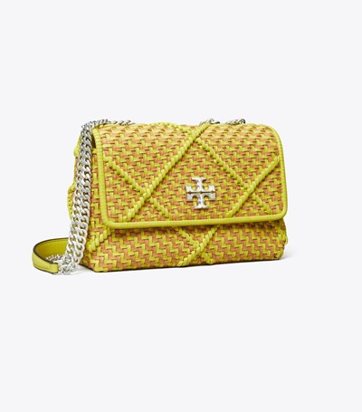Tory Burch Small Kira Diamond Woven Convertible Axelväska Dam Gula | CPUTJ-3804
