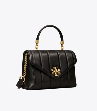 Tory Burch Small Kira Quiltad Satchel Väska Dam Svarta Guld | KEUHW-7918