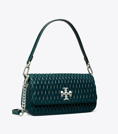 Tory Burch Small Kira Ruched Flap Axelväska Dam Turkos | LFKMT-9781