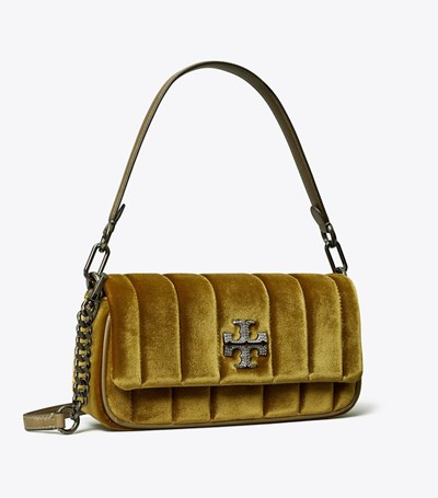 Tory Burch Small Kira Velvet Flap Axelväska Dam Olivgröna | MTUKB-5804