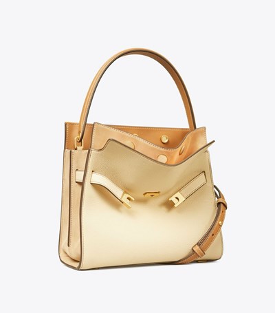 Tory Burch Small Lee Radziwill Pebbled Satchel Väska Dam Aprikos | AOHCD-8601