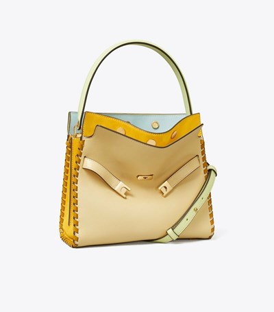 Tory Burch Small Lee Radziwill Whipstitch Crossbody Väska Dam Ljusgula | LGJMZ-2435