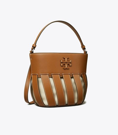Tory Burch Small Mcgraw Stripe Die-cut Bucket Bag Dam Bruna | MLUOG-5192