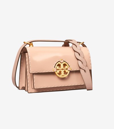 Tory Burch Small Miller Spazzolato Pickstitch Flap Axelväska Dam Bruna | FPBAC-1967