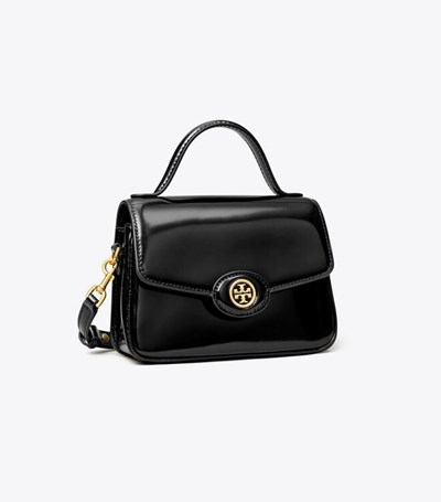 Tory Burch Small Robinson Spazzolato Top- Handväska Dam Svarta | DWKVZ-0271