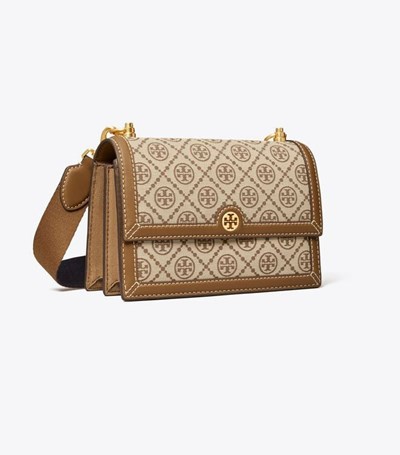 Tory Burch Small T Monogram Axelväska Dam Beige | JTORY-2685