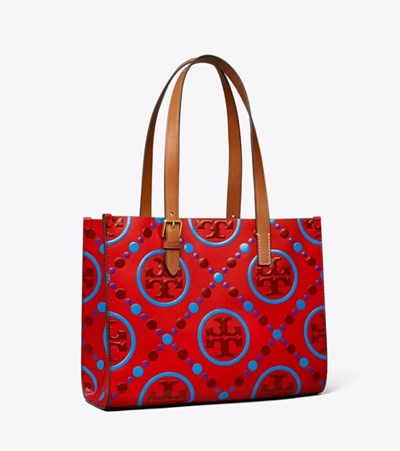 Tory Burch Small T Monogram Contrast Embossed Handväska Dam Röda | JRABF-0492