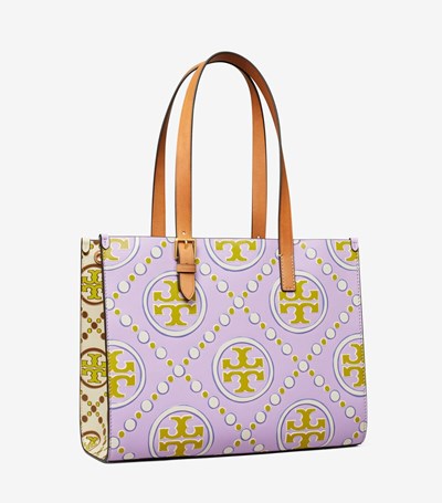 Tory Burch Small T Monogram Contrast Embossed Toteväska Dam Lavendel Vita | YHIAG-3914