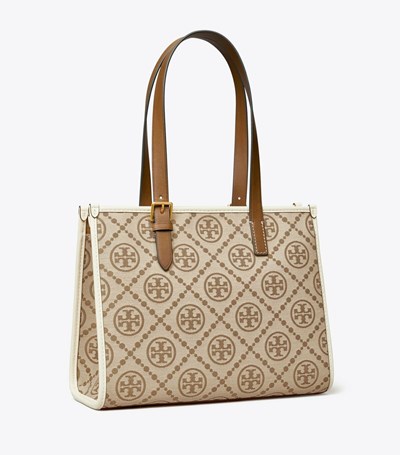 Tory Burch Small T Monogram Toteväska Dam Beige | HGEIB-8521