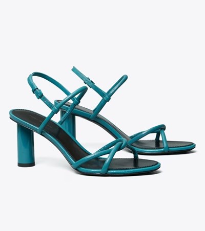 Tory Burch Split Mignon Multi-Rem Heels Sandaler Dam Svarta Blå | CRSVG-9312