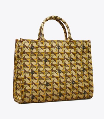 Tory Burch Square Knit Handväska Dam Gula Bruna | KRGXD-3786