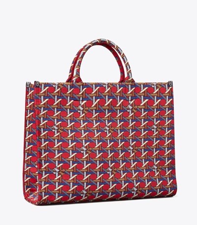 Tory Burch Square Knit Handväska Dam Röda Blå | LSNXP-2159